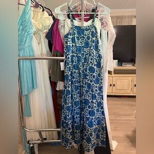 Blue Floral Midi Dress